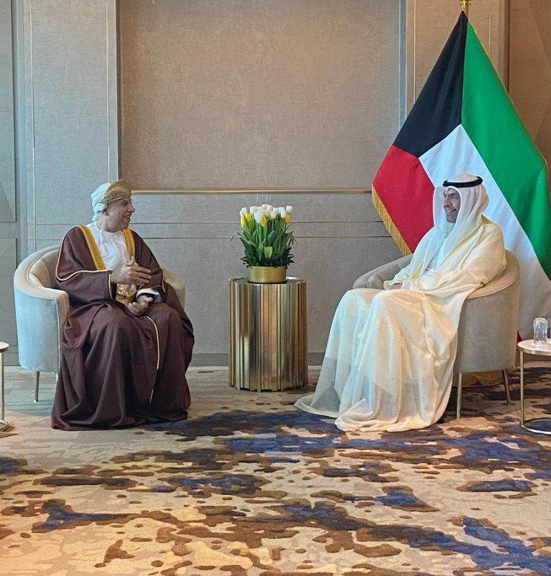Abdullah Ali Al Yahya, Foreign Minister of Kuwait, meeting with Khalid bin Hashil Al Muslahi, Undersecretary of the Foreign Ministry for Administrative and Financial Affairs.