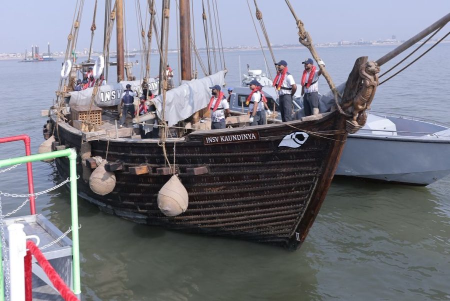 India: Ambassador and Military Attaché at farewell ceremony for INSV Kaundinya