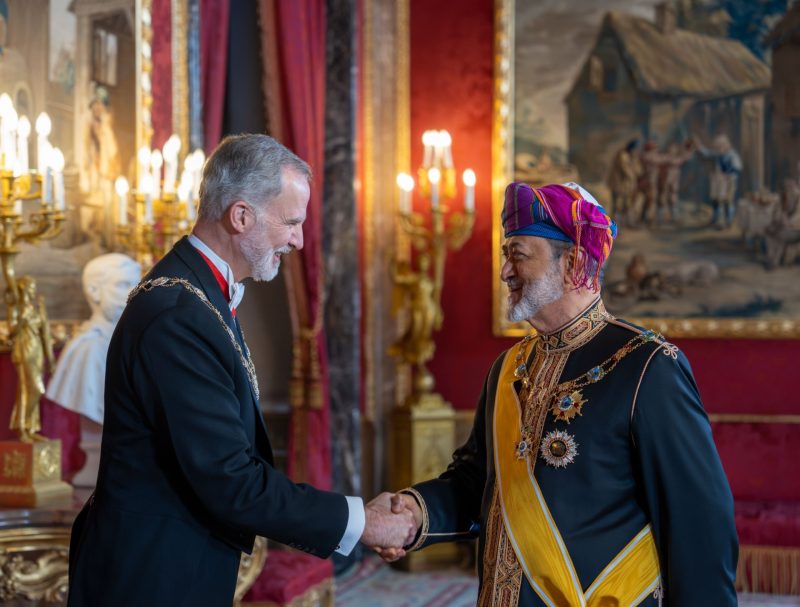 His Majesty with King and Queen of Spain at Royal Palace in Madrid